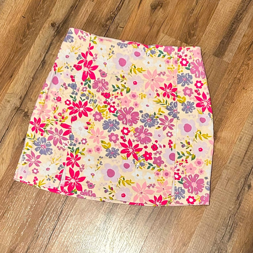 Pink and purple Floral pencil skirt